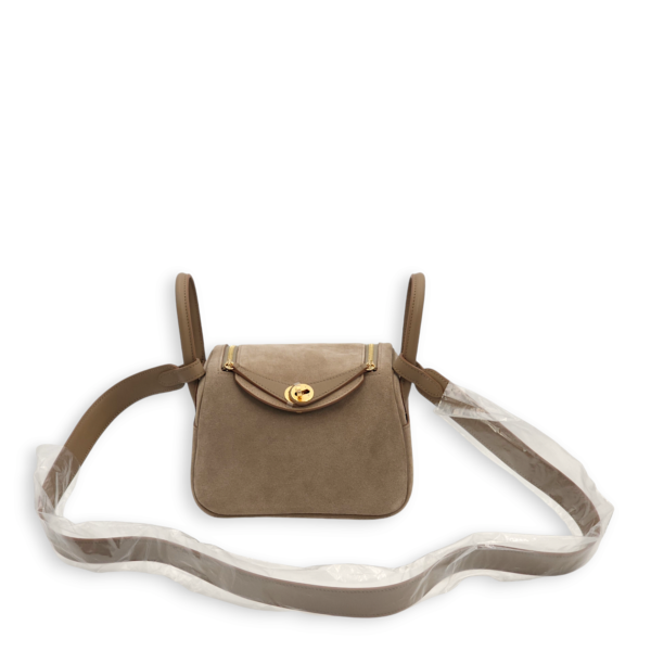 Lindy Mini Gris Caillou/Etoupe in Swift, Gold hardware - Image 3