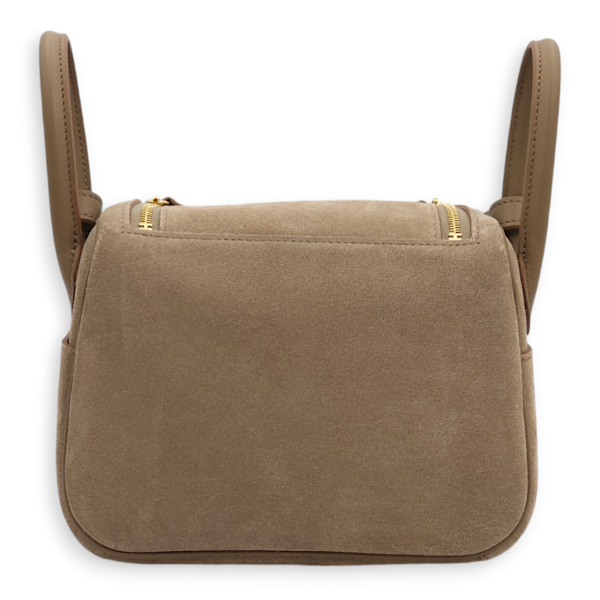 Lindy Mini Gris Caillou/Etoupe in Swift, Gold hardware - Image 2