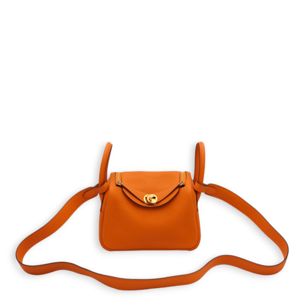 Lindy Mini Orange in Clemence, Gold hardware - Image 3