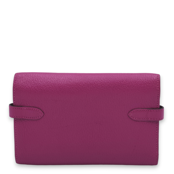 Kelly Depliant Rose Pourpre Wallet in Chevre Mysore, Palladium hardware - Image 2