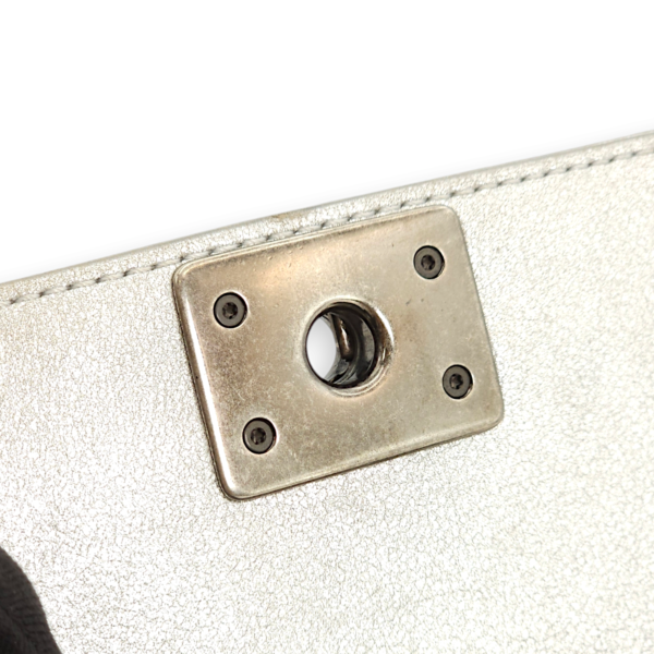 Le Boy (15cm) Mini Silver Crossbody Bag in Stingray, Ruthenium hardware - Image 9