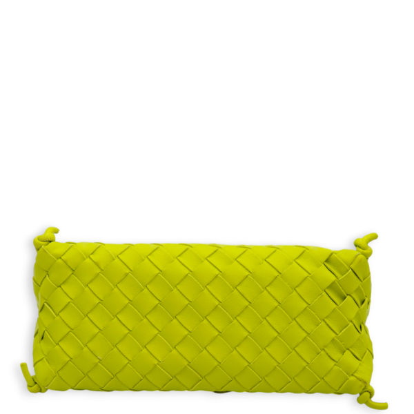 Intrecciato Zipped Lime Green Shoulder Bag in Nappa Leather, Gold hardware - Image 5