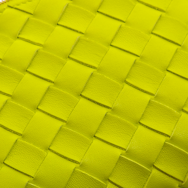 Intrecciato Zipped Lime Green Shoulder Bag in Nappa Leather, Gold hardware - Image 11