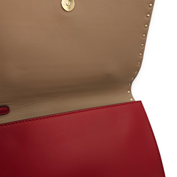 Studded Wristlet Red Clutch in Lambskin, Gold hardware - Image 14