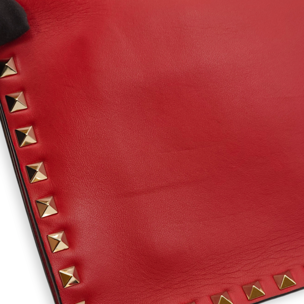 Studded Wristlet Red Clutch in Lambskin, Gold hardware - Image 6