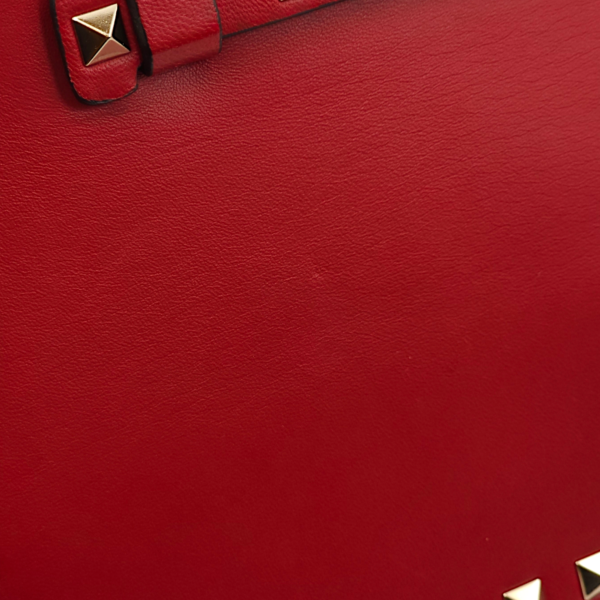 Studded Wristlet Red Clutch in Lambskin, Gold hardware - Image 4