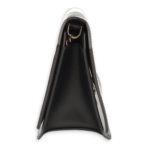 Stars Wings Print Bow Cut Black/White Crossbody Bag in Calfskin, Palladium hardware - Image 4