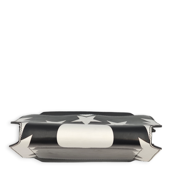 Stars Wings Print Bow Cut Black/White Crossbody Bag in Calfskin, Palladium hardware - Image 15