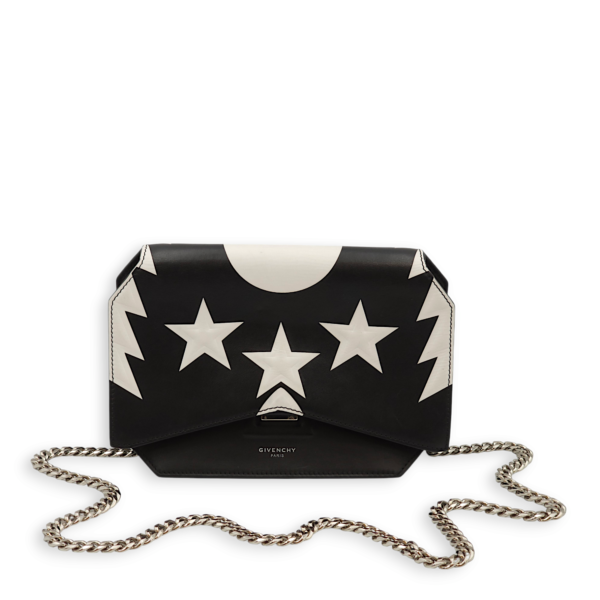 Stars Wings Print Bow Cut Black/White Crossbody Bag in Calfskin, Palladium hardware - Image 3