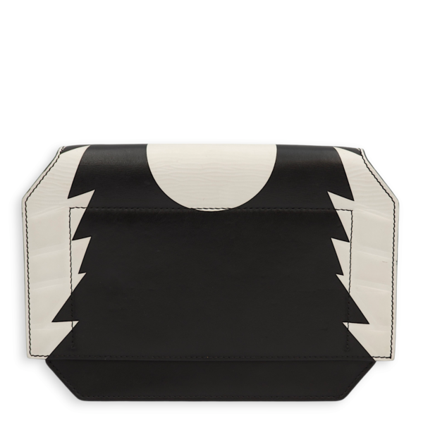 Stars Wings Print Bow Cut Black/White Crossbody Bag in Calfskin, Palladium hardware - Image 2