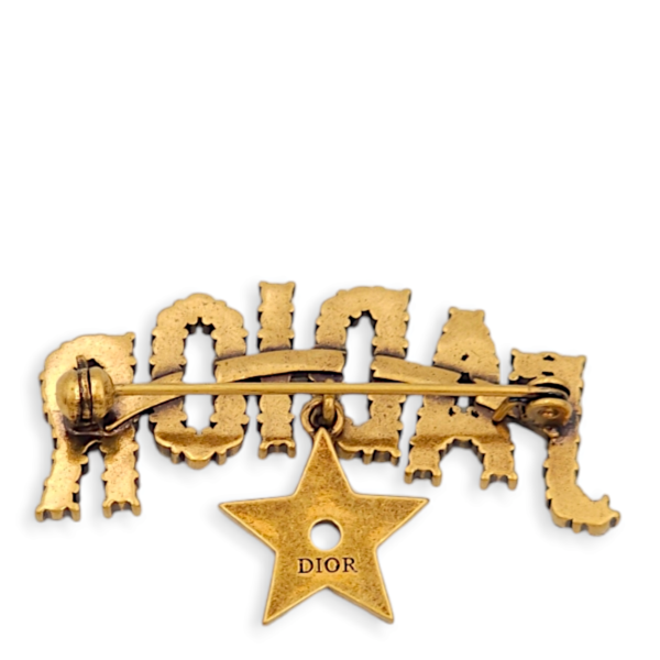 J’Adior dangling star Gold/White Brooch, Gold hardware - Image 2