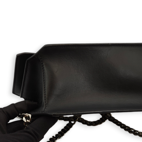 Stars Wings Print Bow Cut Black/White Crossbody Bag in Calfskin, Palladium hardware - Image 11