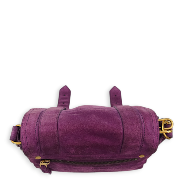 Messenger Purple Crossbody Bag in Suede Leather, Gold hardware - Image 6