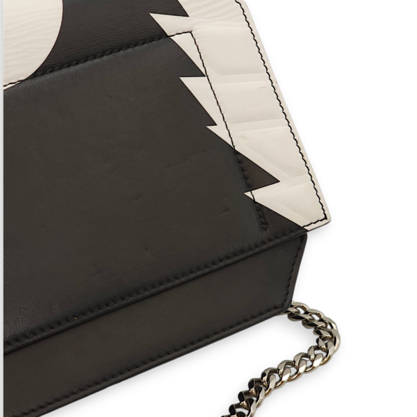 Stars Wings Print Bow Cut Black/White Crossbody Bag in Calfskin, Palladium hardware - Image 10