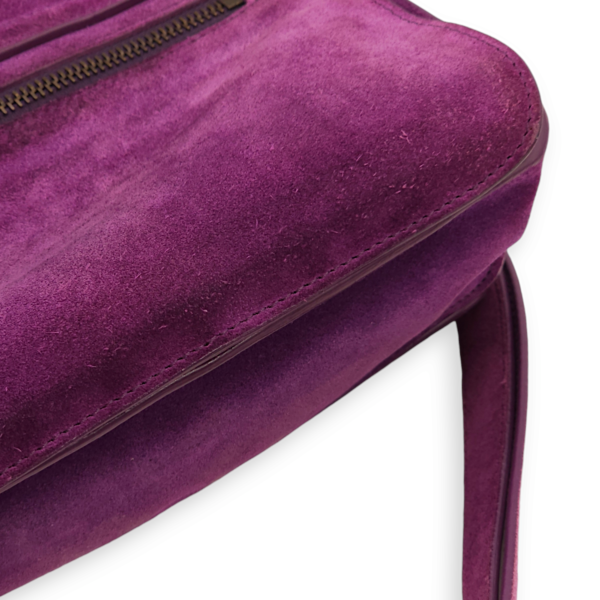 Messenger Purple Crossbody Bag in Suede Leather, Gold hardware - Image 14
