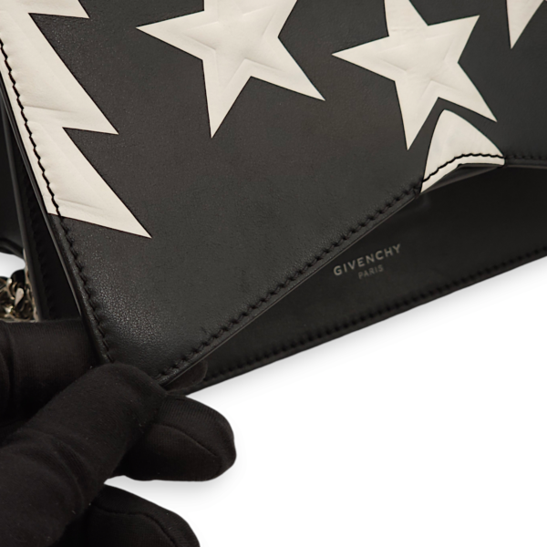 Stars Wings Print Bow Cut Black/White Crossbody Bag in Calfskin, Palladium hardware - Image 8