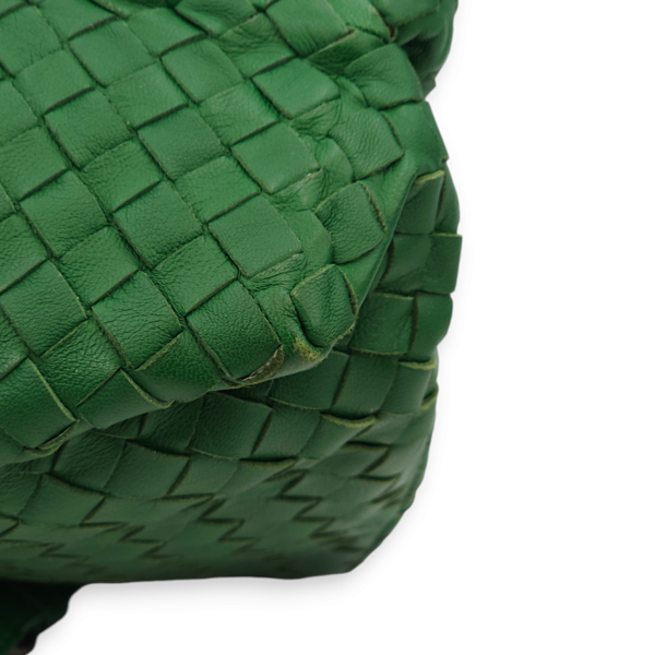 Intrecciato Green Shoulder Bag in Nappa Leather, Brunito hardware - Image 13