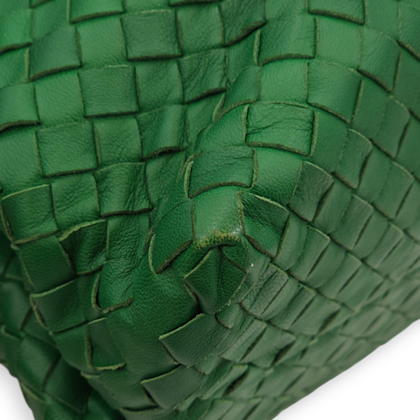 Intrecciato Green Shoulder Bag in Nappa Leather, Brunito hardware - Image 9