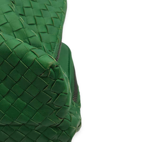 Intrecciato Green Shoulder Bag in Nappa Leather, Brunito hardware - Image 10