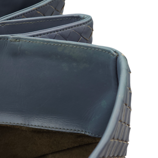 Intrecciato Roma Blue Top Handle Bag in Calfskin/Nappa Leather, Brunito hardware - Image 9