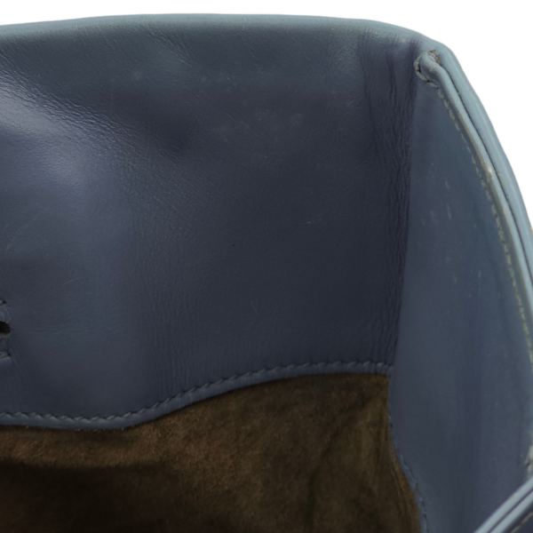 Intrecciato Roma Blue Top Handle Bag in Calfskin/Nappa Leather, Brunito hardware - Image 14