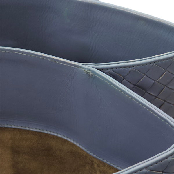 Intrecciato Roma Blue Top Handle Bag in Calfskin/Nappa Leather, Brunito hardware - Image 35