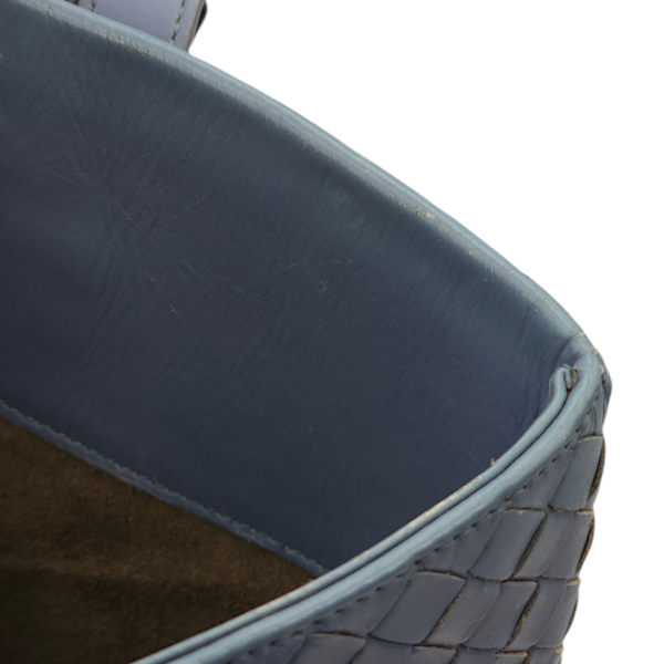 Intrecciato Roma Blue Top Handle Bag in Calfskin/Nappa Leather, Brunito hardware - Image 32