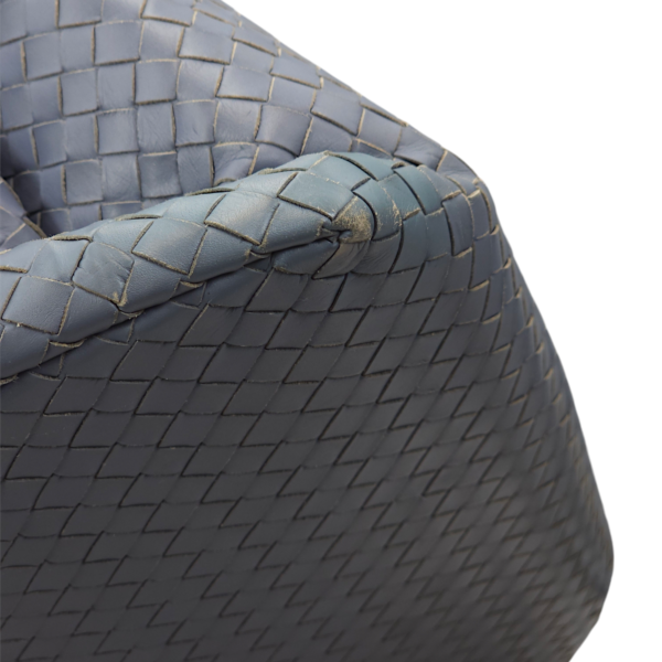 Intrecciato Roma Blue Top Handle Bag in Calfskin/Nappa Leather, Brunito hardware - Image 28