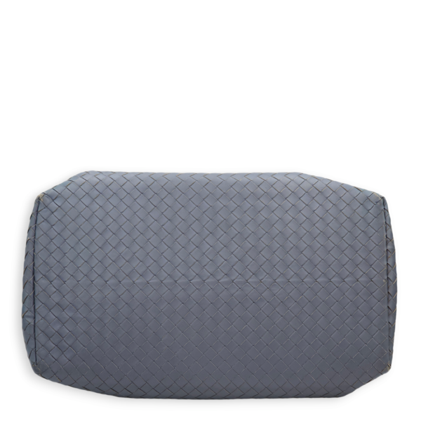 Intrecciato Roma Blue Top Handle Bag in Calfskin/Nappa Leather, Brunito hardware - Image 5