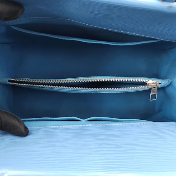 Marly Blue Top Handle Bag in Epi Leather, Palladium hardware - Image 12