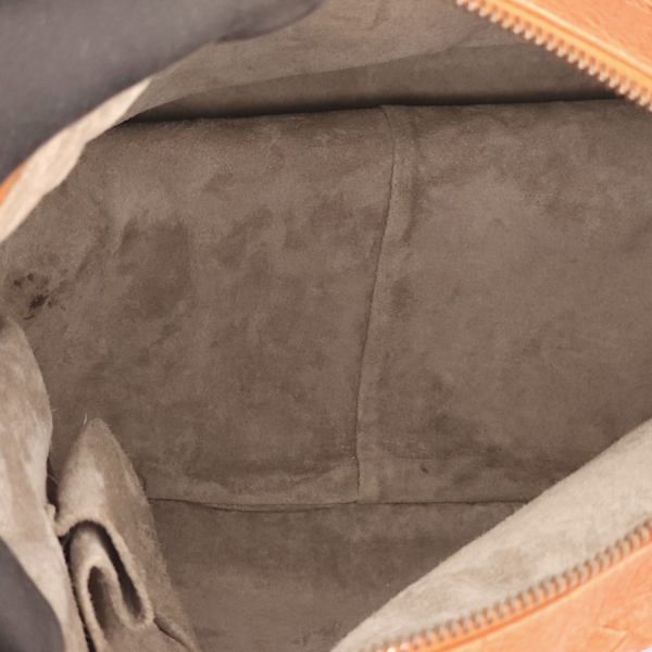 Intrecciato Zipped Rust Hobo Brick Shoulder Bag in Chevre Leather, Brass hardware - Image 13
