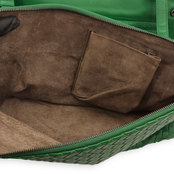Intrecciato Green Shoulder Bag in Nappa Leather, Brunito hardware - Image 19