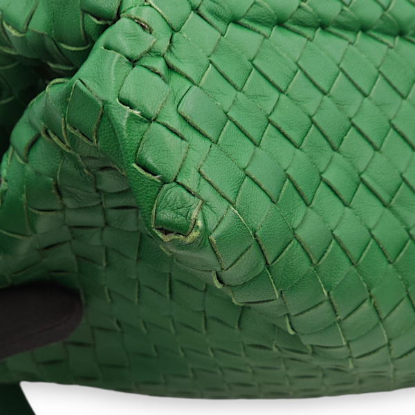 Intrecciato Green Shoulder Bag in Nappa Leather, Brunito hardware - Image 11