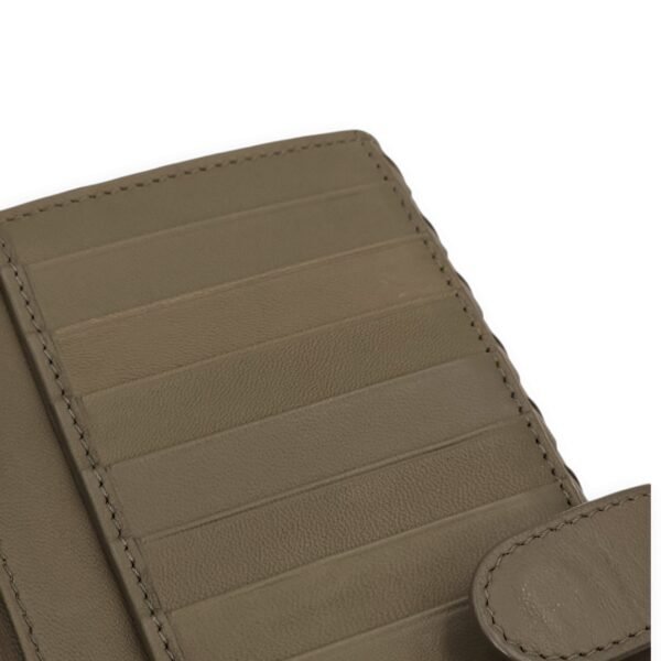 Intrecciato Bi-Fold Olive Green Wallet in Nappa Leather, Brunito hardware - Image 14