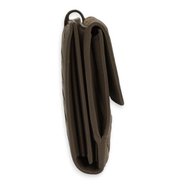 Intrecciato Bi-Fold Olive Green Wallet in Nappa Leather, Brunito hardware - Image 9