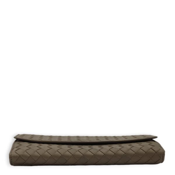 Intrecciato Bi-Fold Olive Green Wallet in Nappa Leather, Brunito hardware - Image 10