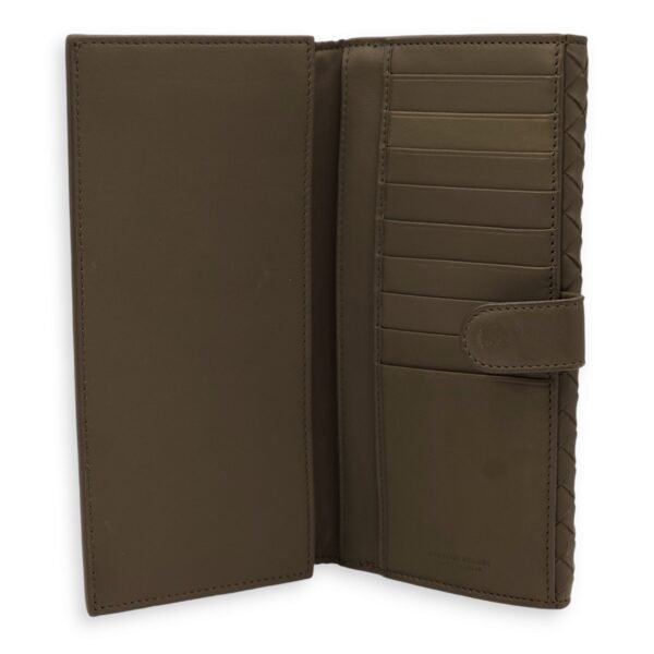 Intrecciato Bi-Fold Olive Green Wallet in Nappa Leather, Brunito hardware - Image 11