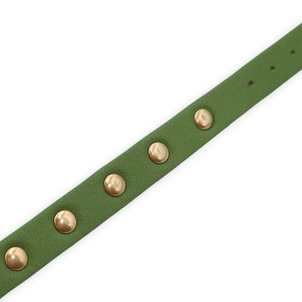 Studded Green Bracelet in Calfskin, Gold hardware - Image 4