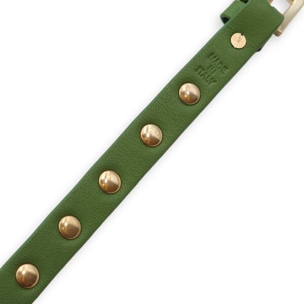 Studded Green Bracelet in Calfskin, Gold hardware - Image 3