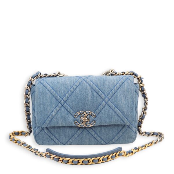 C19 Small Light Blue Shoulder Bag in Denim, 3-Tone hardware - Image 7