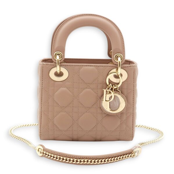 Lady Dior Mini Blush Top Handle Bag in Lambskin, Gold hardware - Image 13