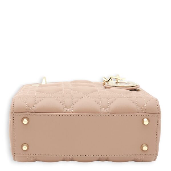 Lady Dior Mini Blush Top Handle Bag in Lambskin, Gold hardware - Image 8