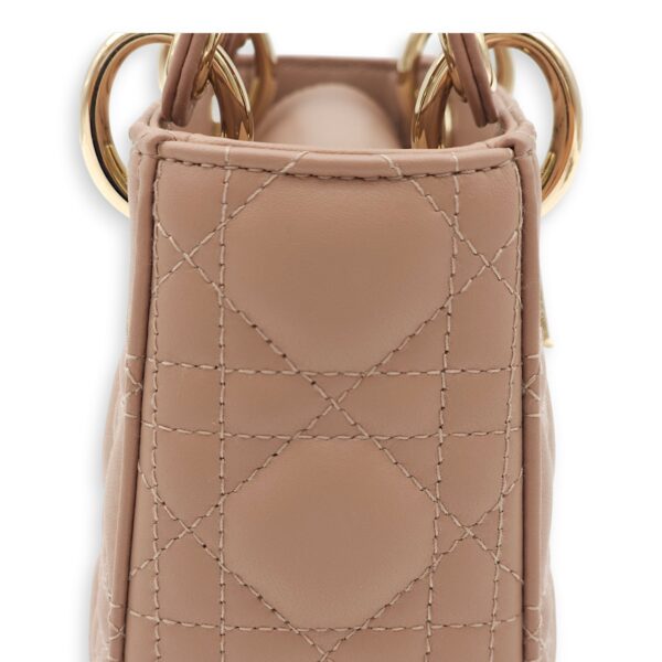 Lady Dior Mini Blush Top Handle Bag in Lambskin, Gold hardware - Image 3