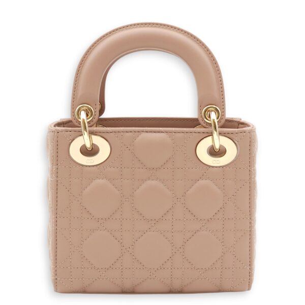 Lady Dior Mini Blush Top Handle Bag in Lambskin, Gold hardware - Image 5