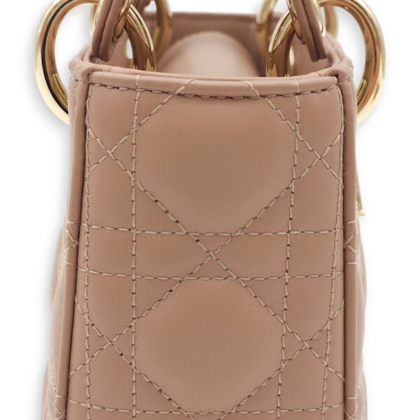 Lady Dior Mini Blush Top Handle Bag in Lambskin, Gold hardware - Image 2