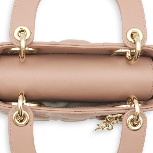 Lady Dior Mini Blush Top Handle Bag in Lambskin, Gold hardware - Image 4