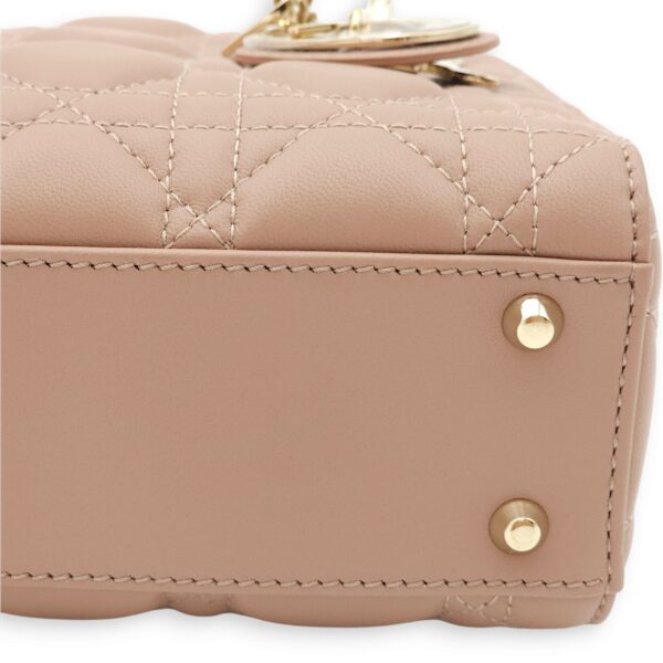 Lady Dior Mini Blush Top Handle Bag in Lambskin, Gold hardware - Image 12