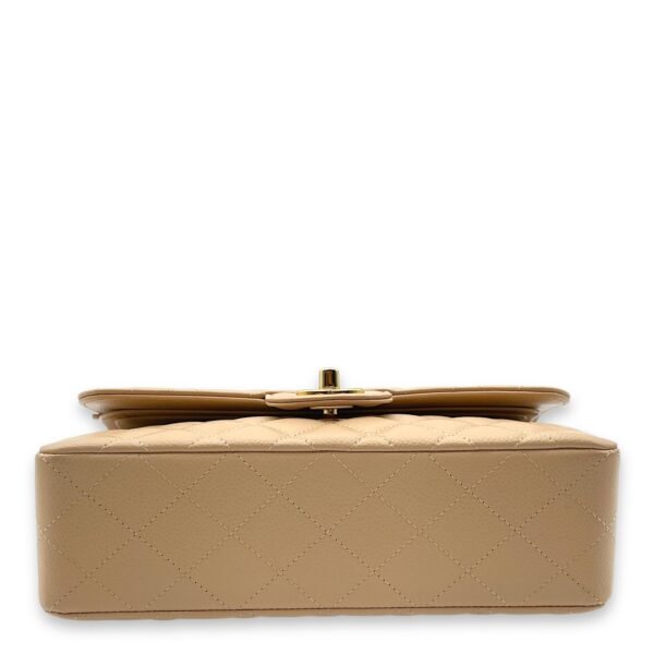 Classic Double Flap Small Beige Clair Shoulder Bag in Caviar Leather, Gold hardware - Image 5