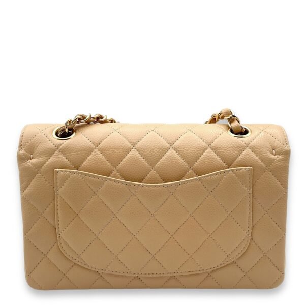 Classic Double Flap Small Beige Clair Shoulder Bag in Caviar Leather, Gold hardware - Image 2