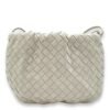 Intrecciato Bulb White Crossbody Bag in Nappa Leather, Gold hardware - Image 2